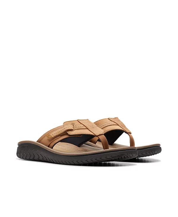 Clarks Men's Collection Wesley Sun Slip On Sandals Tan Leather Size 13