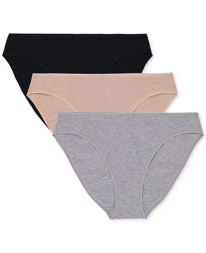 GAP Women's 3-Pk Bikini Underwear Neutral Pink/Light Heather Grey/Black Size XS
