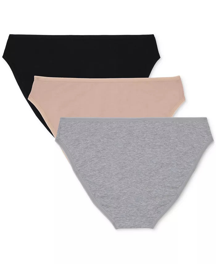 GAP Women's 3-Pk Bikini Underwear Neutral Pink/Light Heather Grey/Black Size XS