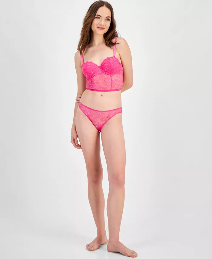 INC International Concepts Women's Embellished Lace Bikini Underwear Divine Berry Size L