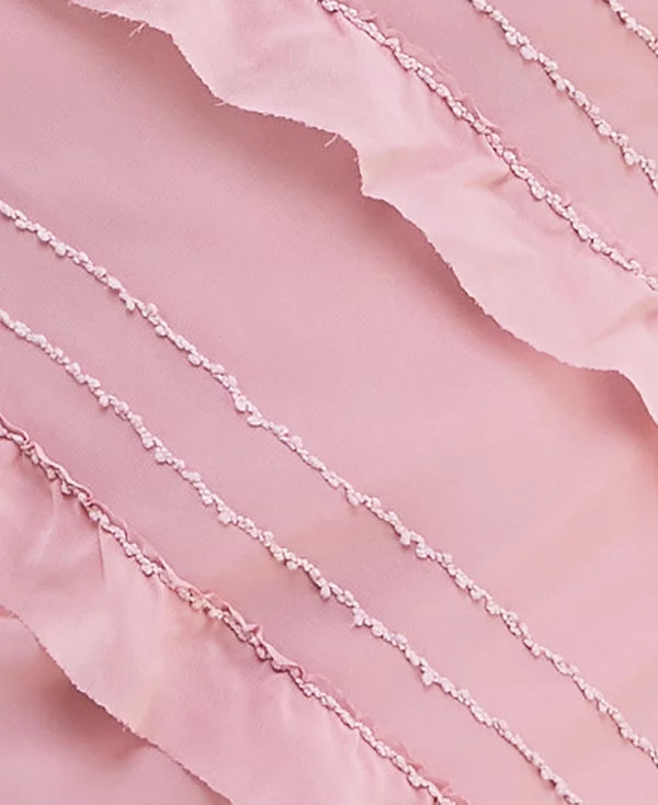 Speechless Ruffle Trim V-Neck Sleeveless Mini Sheath Dress Color Deep Rose Size S