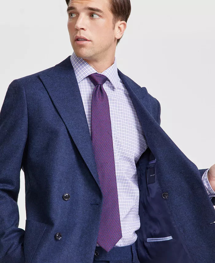 Tommy Hilfiger Men's Modern-Fit Wool Tweed Suit Jacket Color Navy Size 48R