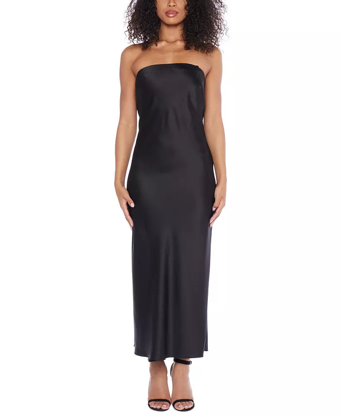 B Darlin Juniors Satin Draped-Back Midi Dress Color Black Size 3/4