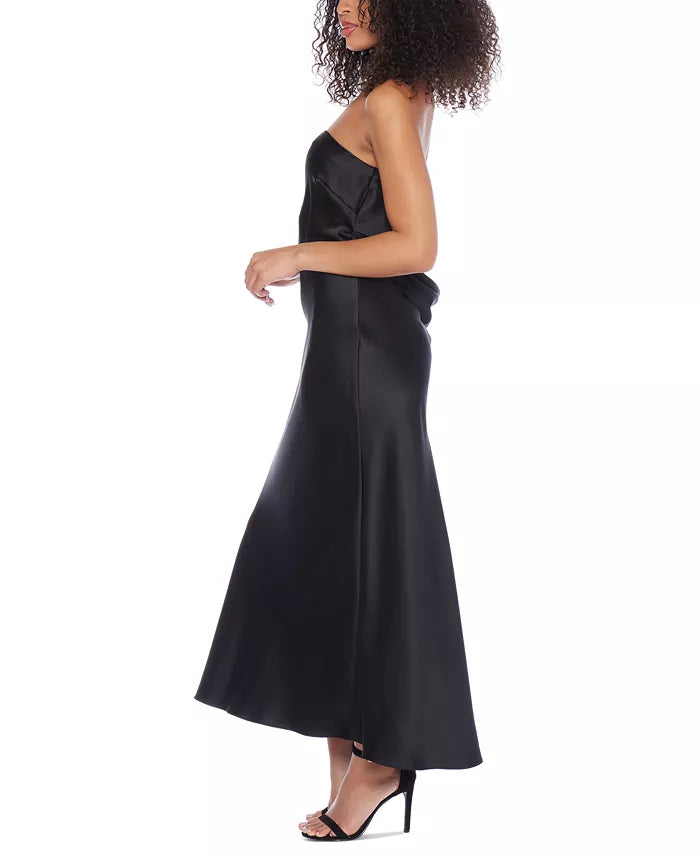 B Darlin Juniors Satin Draped-Back Midi Dress Color Black Size 3/4