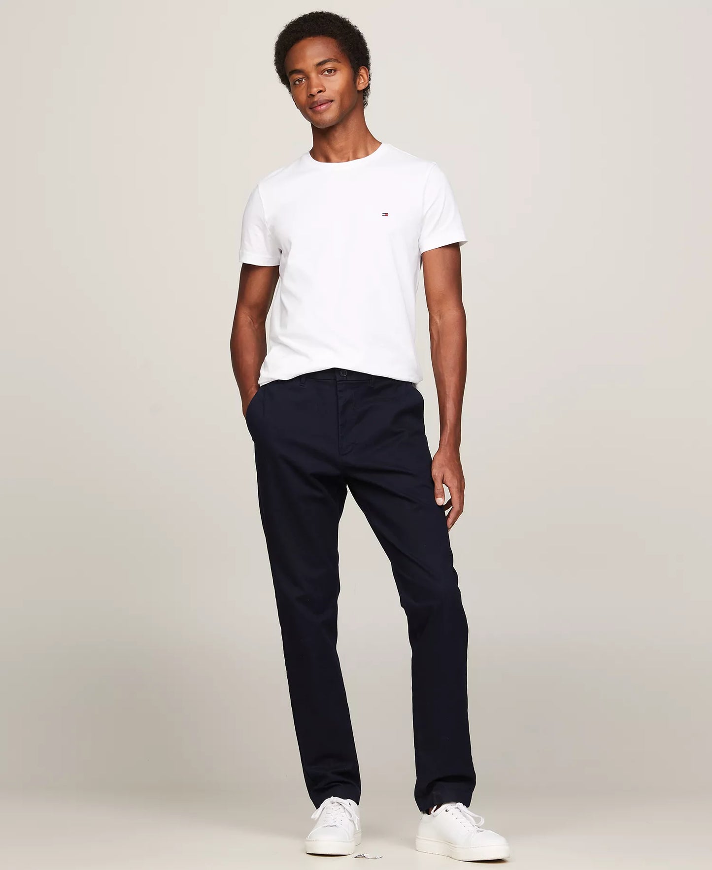 Tommy Hilfiger Men's Stretch Slim-Fit Cotton Crewneck T-Shirt Bright White Size 2XL