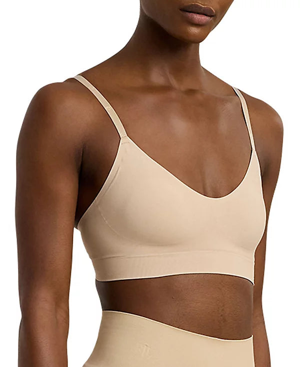 Lauren Ralph Lauren Women's Luxe Smoothing Wireless Bralette Light Truffle Size XL