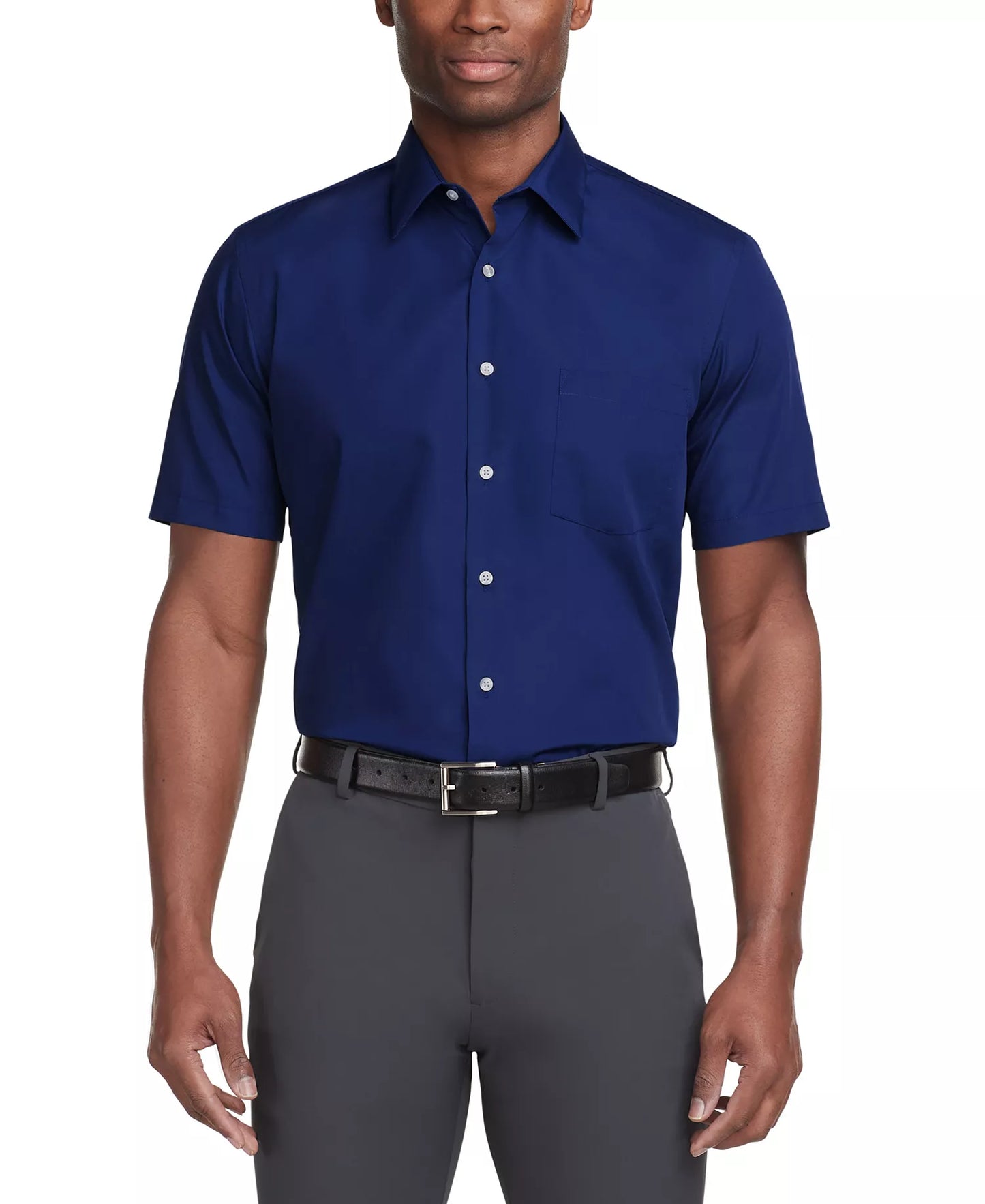 Van Heusen Men's Poplin Solid Short-Sleeve Dress Shirt Pacifico Size 16