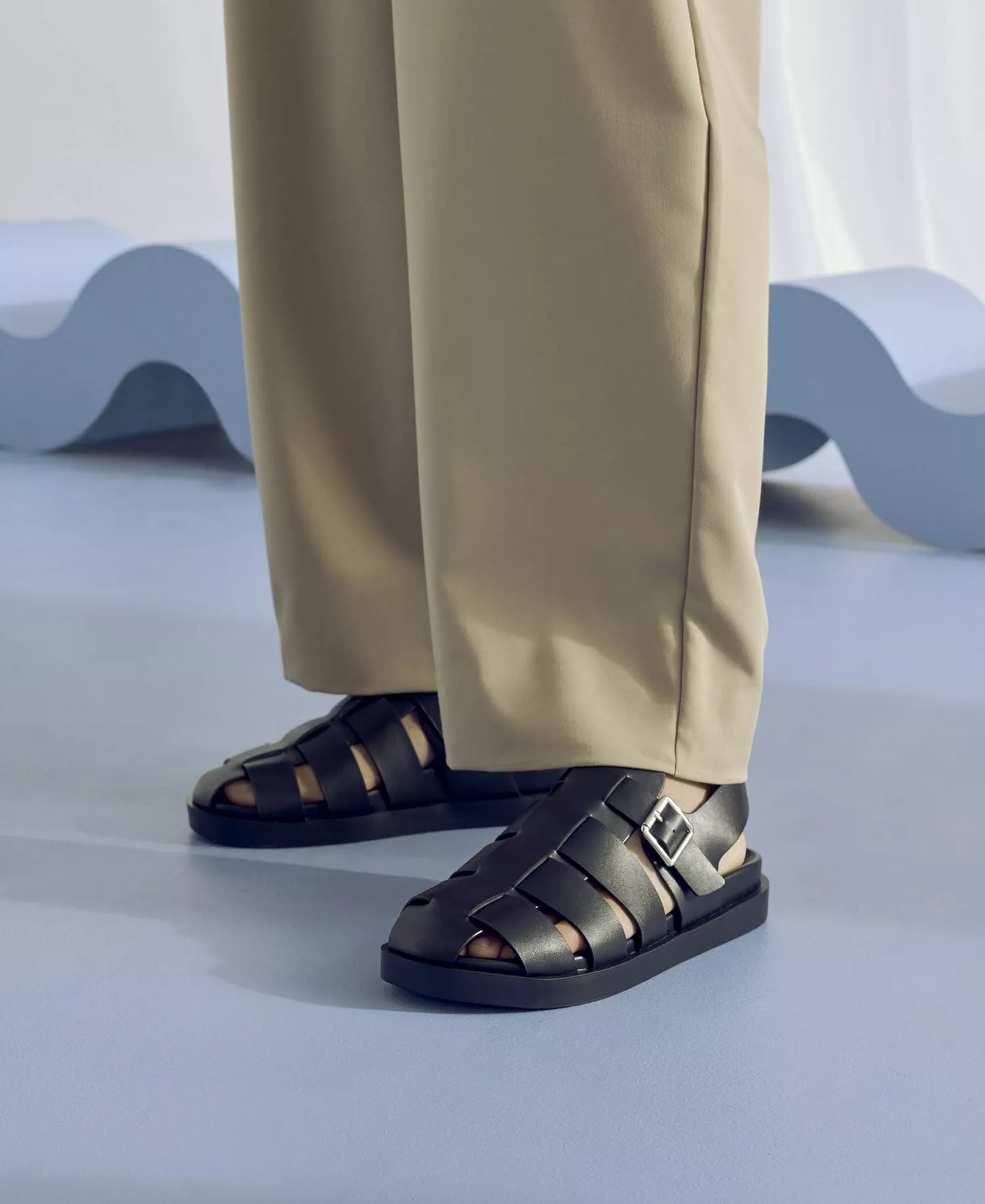 Stacy Adams Men's Montego Slingback Faux-Leather Buckle Sandals Black Size 10
