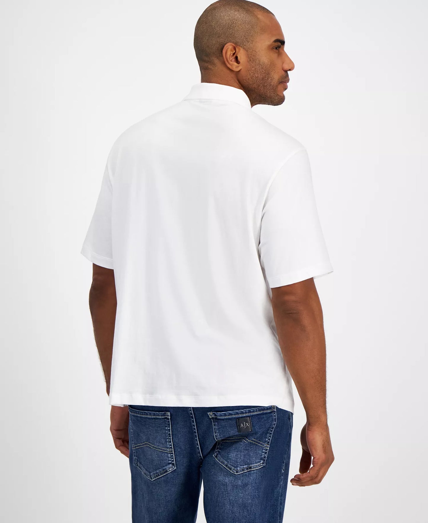 AX Armani Exchange Men's Loose-Fit Logo-Print Polo Off White Size M