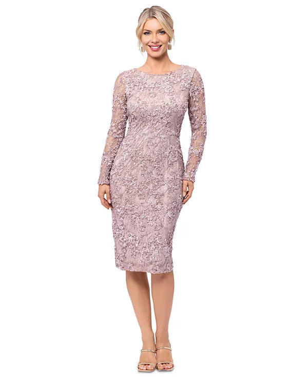 XSCAPE Petite Embellished Lace Sheath Dress Color Taupe Size 4P