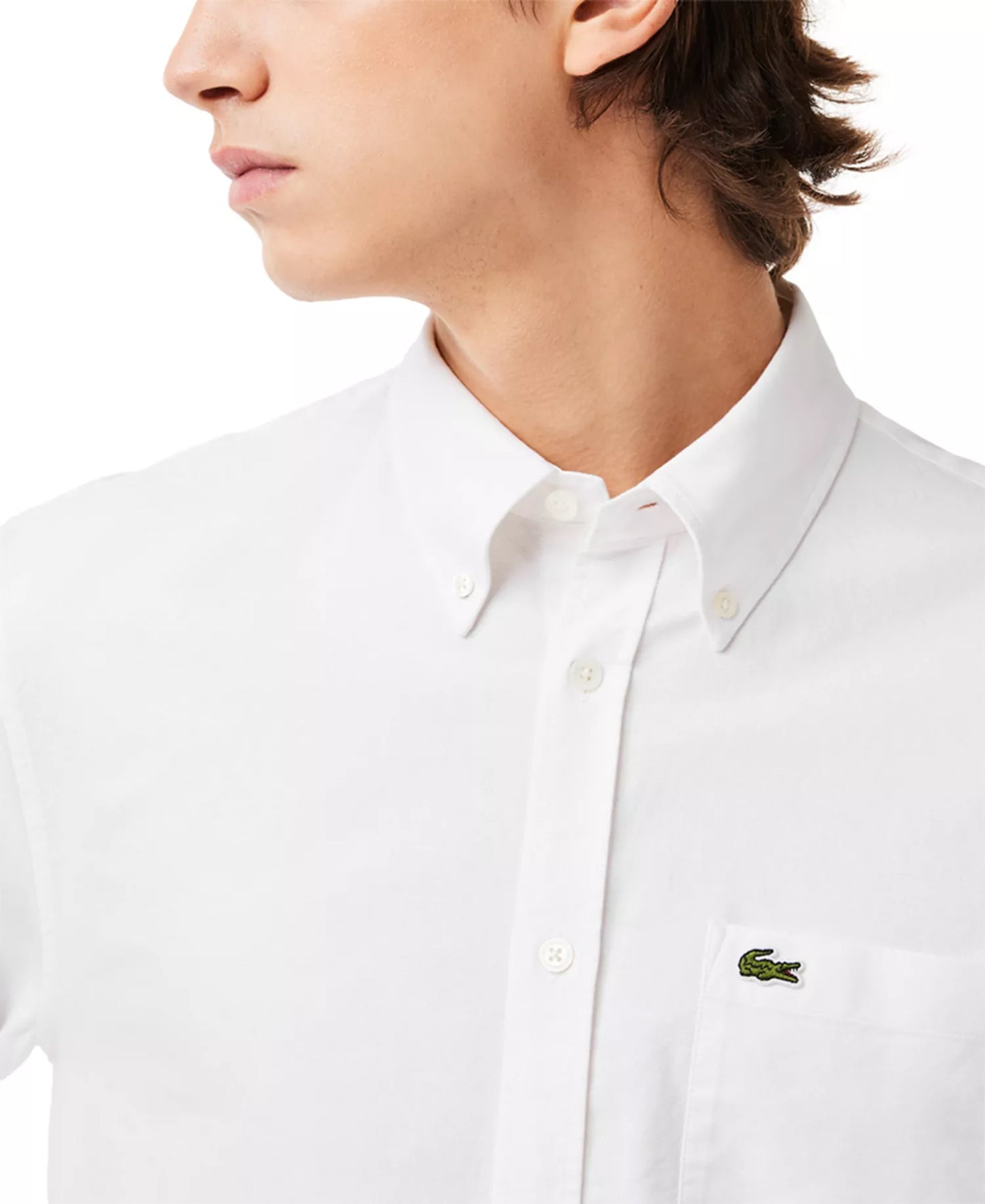 Lacoste Men's Woven Long Sleeve Button-Down Oxford Shirt White Size XL