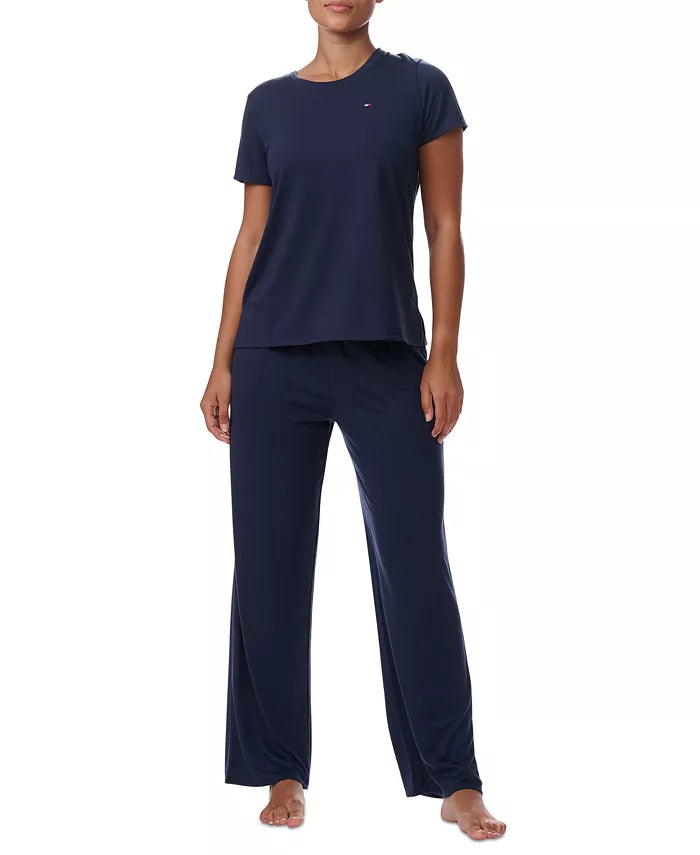 Tommy Hilfiger Women's Short-Sleeve Crewneck Sleep Tee Sky Captain Size S