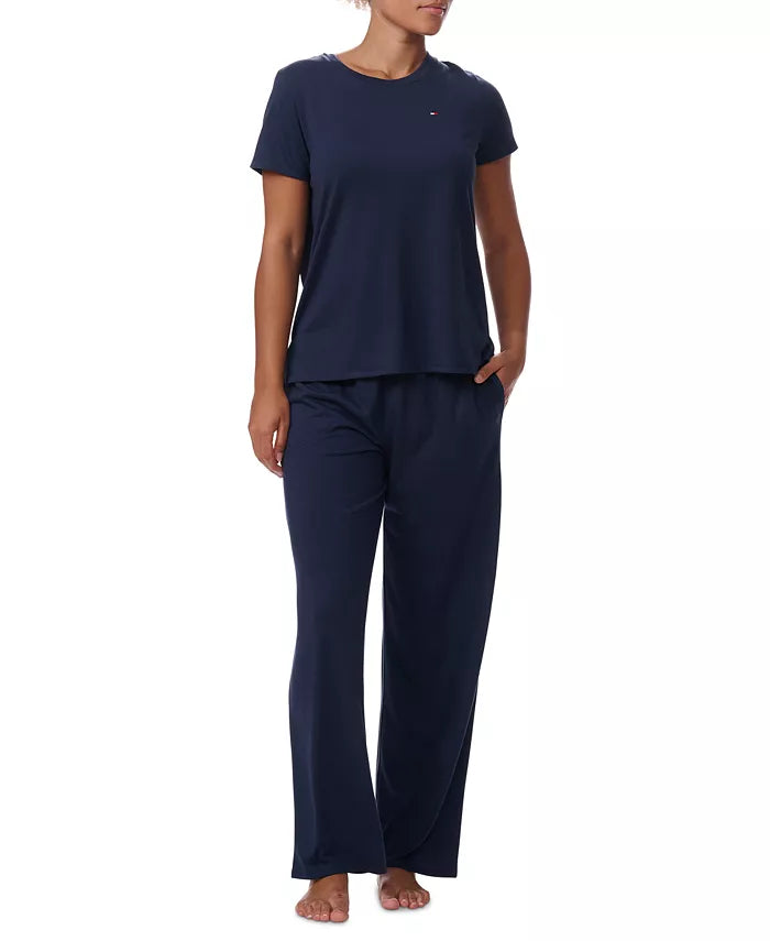 Tommy Hilfiger Women's Short-Sleeve Crewneck Sleep Tee Sky Captain Size S