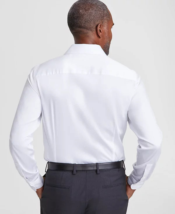 Bar III Men's Spread-Collar Sateen Dress Shirt Bright White Size M 15/15.5