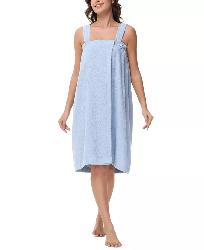 INK+IVY Women's Solid Terry Wrap with Straps Blue One Size