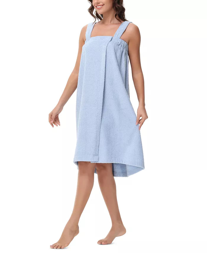 INK+IVY Women's Solid Terry Wrap with Straps Blue One Size
