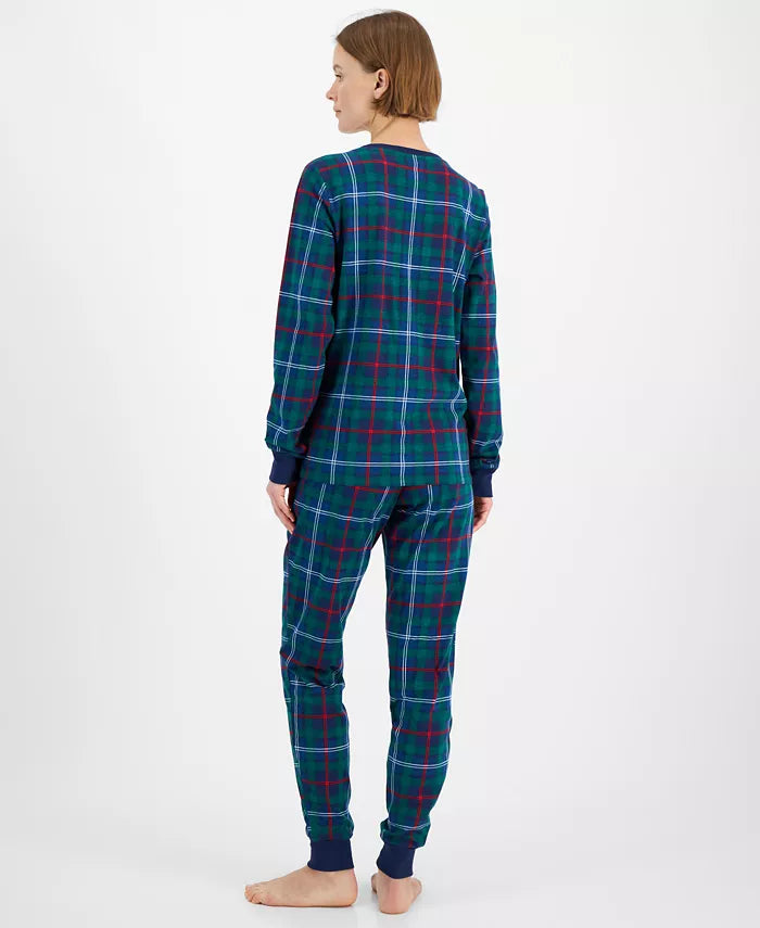 Holiday Lane Women's 2-Pc. Cotton Plaid Pajama Set Family Plaid Size M