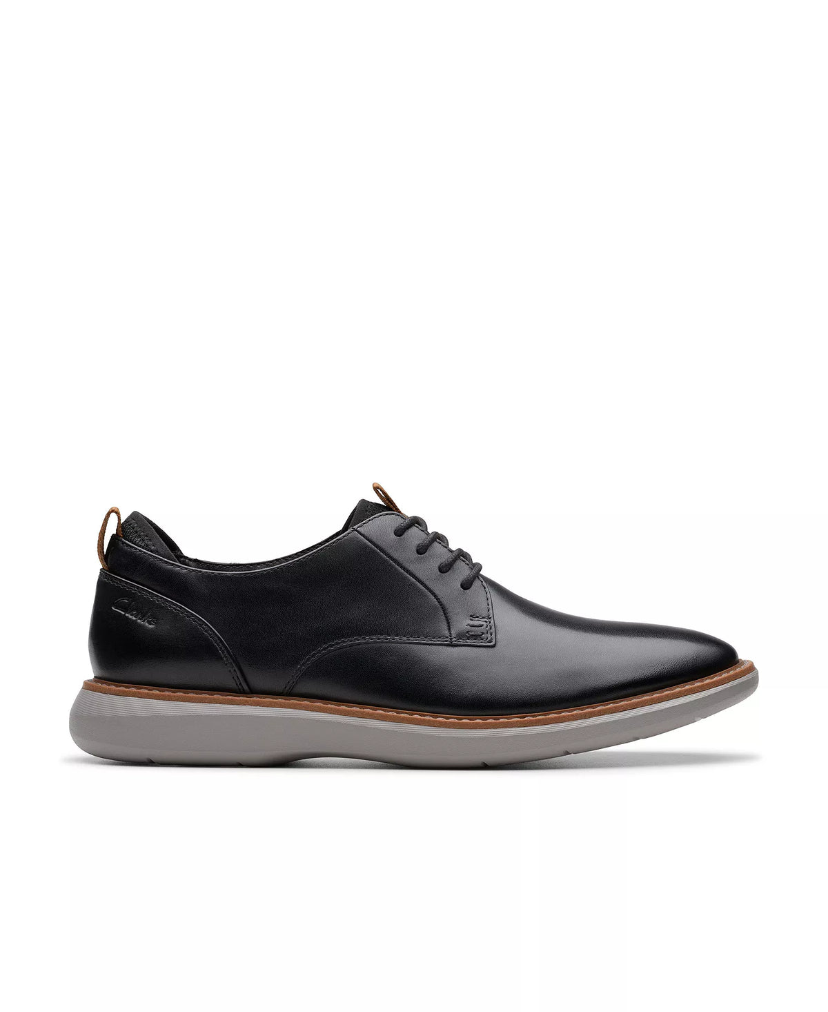 Clarks Men's Brantin Plain Toe Dress Casual Shoes Black Leather Size 10