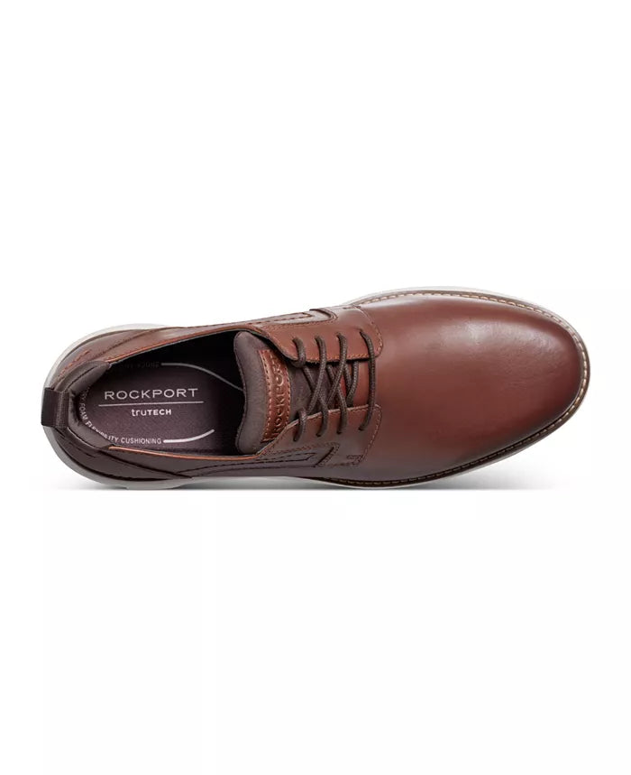 Rockport Men's Canton Casual Lace-up Round Toe Shoes Caramel Leather Size 7.5