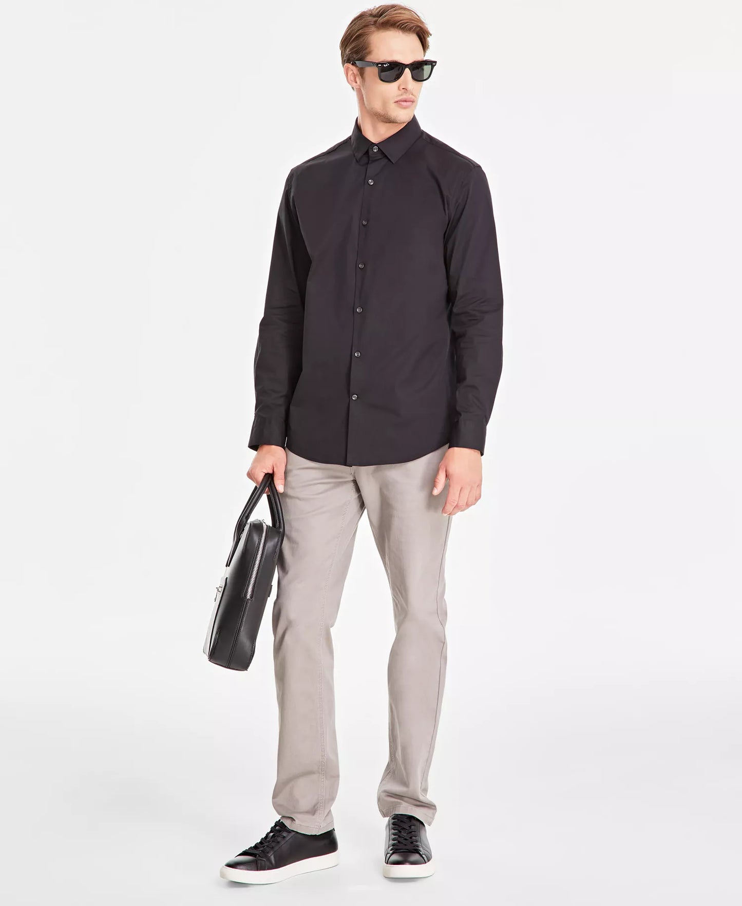 Alfani Men's Modern/Classic-Fit Stretch Dress Shirt  Deep Black Size 2XL