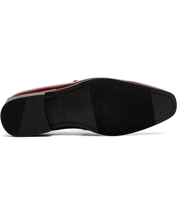 Stacy Adams Men's Spratley Moc Toe Saddle Slip On Loafer Burgundy Size 9.5