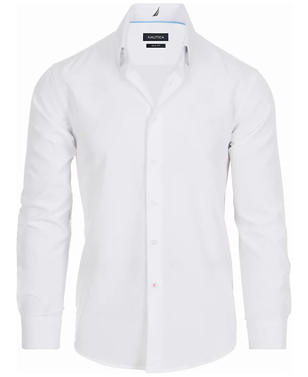Nautica Men's Slim-Fit Supershirt Dress Shirt White Size L 16/16.5 32/33