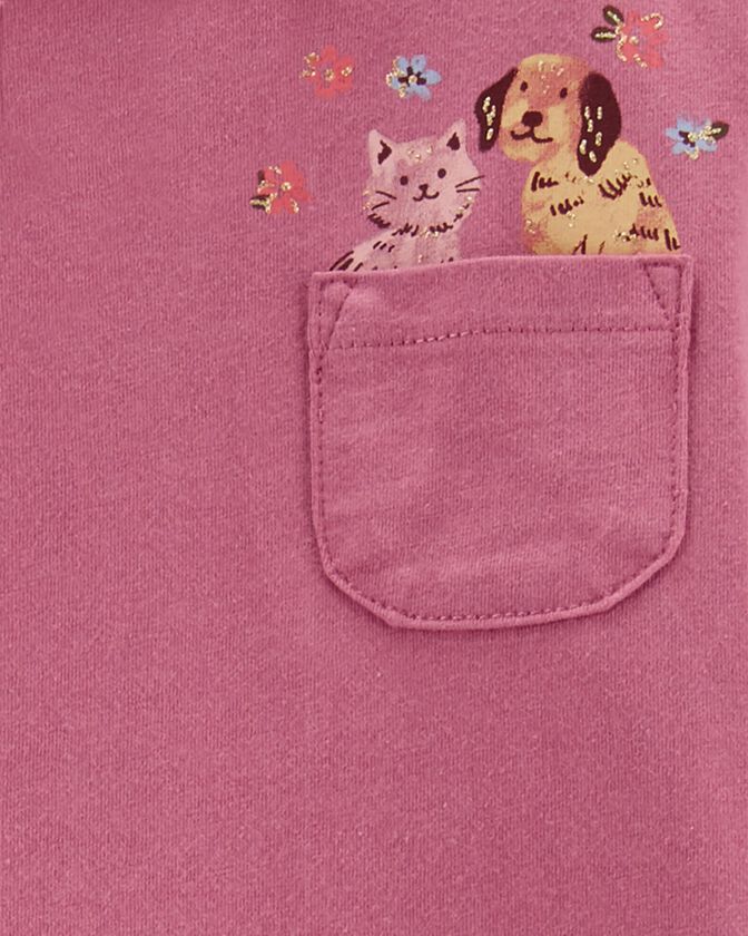 Carters Baby Girls 2-Piece Pocket Jersey Tee & Legging Set Color Print Size 9 months