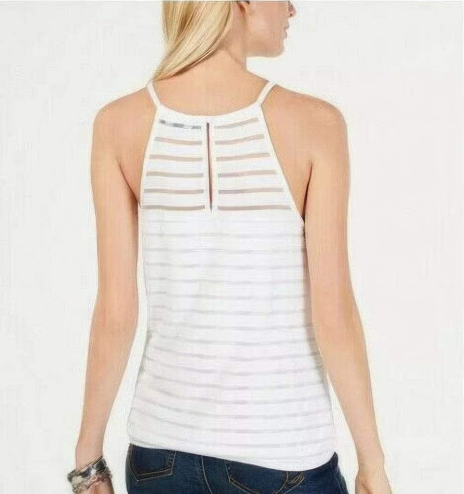 INC International Concepts Women's Illusion Stripe Halter Top Color White Size XL
