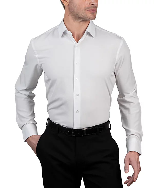 Nautica Men's Slim-Fit Supershirt Dress Shirt White Size L 16/16.5 32/33