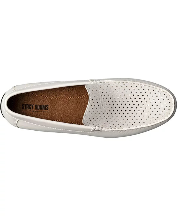 Stacy Adams Men's Conroy Perfed Slip On Shoe White Size 9