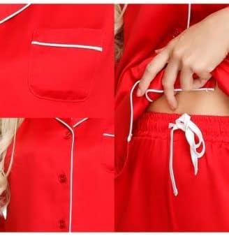 INK+IVY Women's Notch Top & Trouser Pajama Set Color Red Size XS