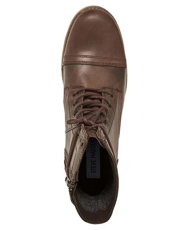 Steve Madden Men's Troopah Leather Boots Brown Size 8.5