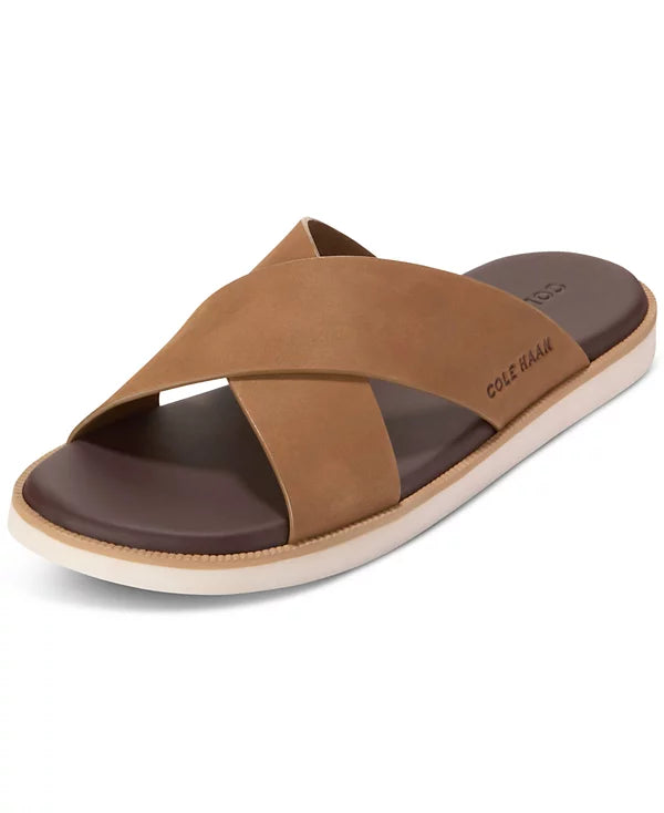 Cole Haan Men's Nantucket Cross Strap Slide Sandal Toffee Nubuck Size 9