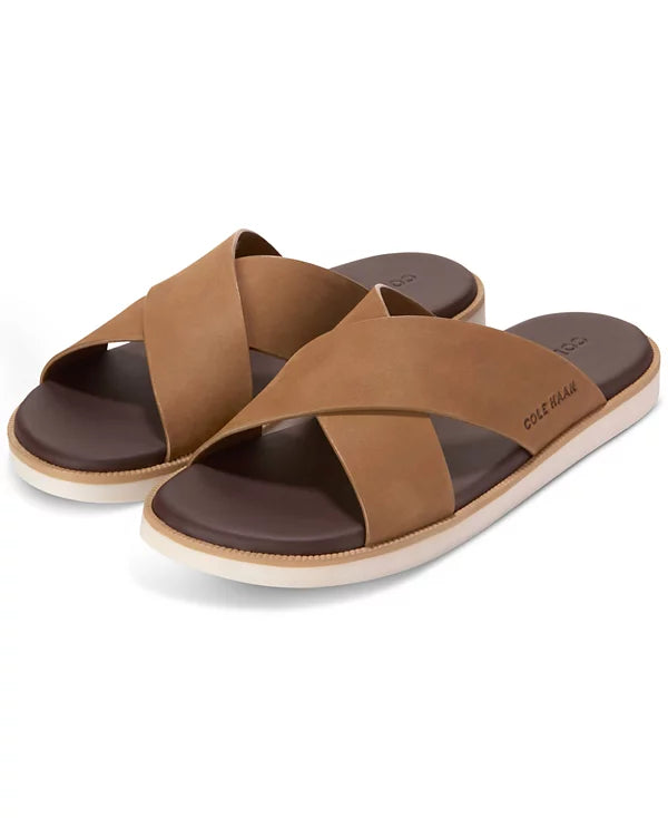 Cole Haan Men's Nantucket Cross Strap Slide Sandal Toffee Nubuck Size 9