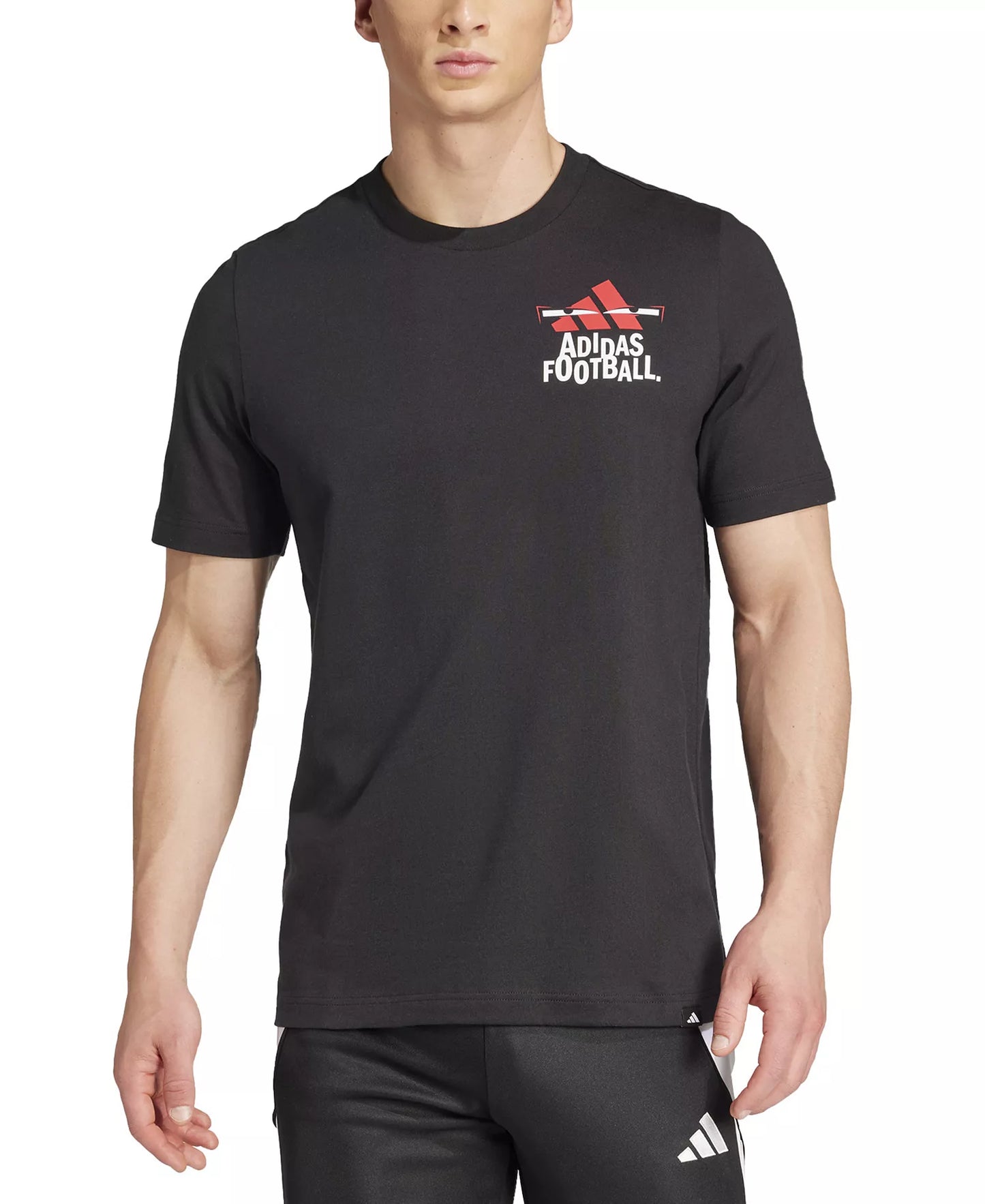 adidas Men's Regular-Fit Football Logo Graphic T-Shirt Black Size XL