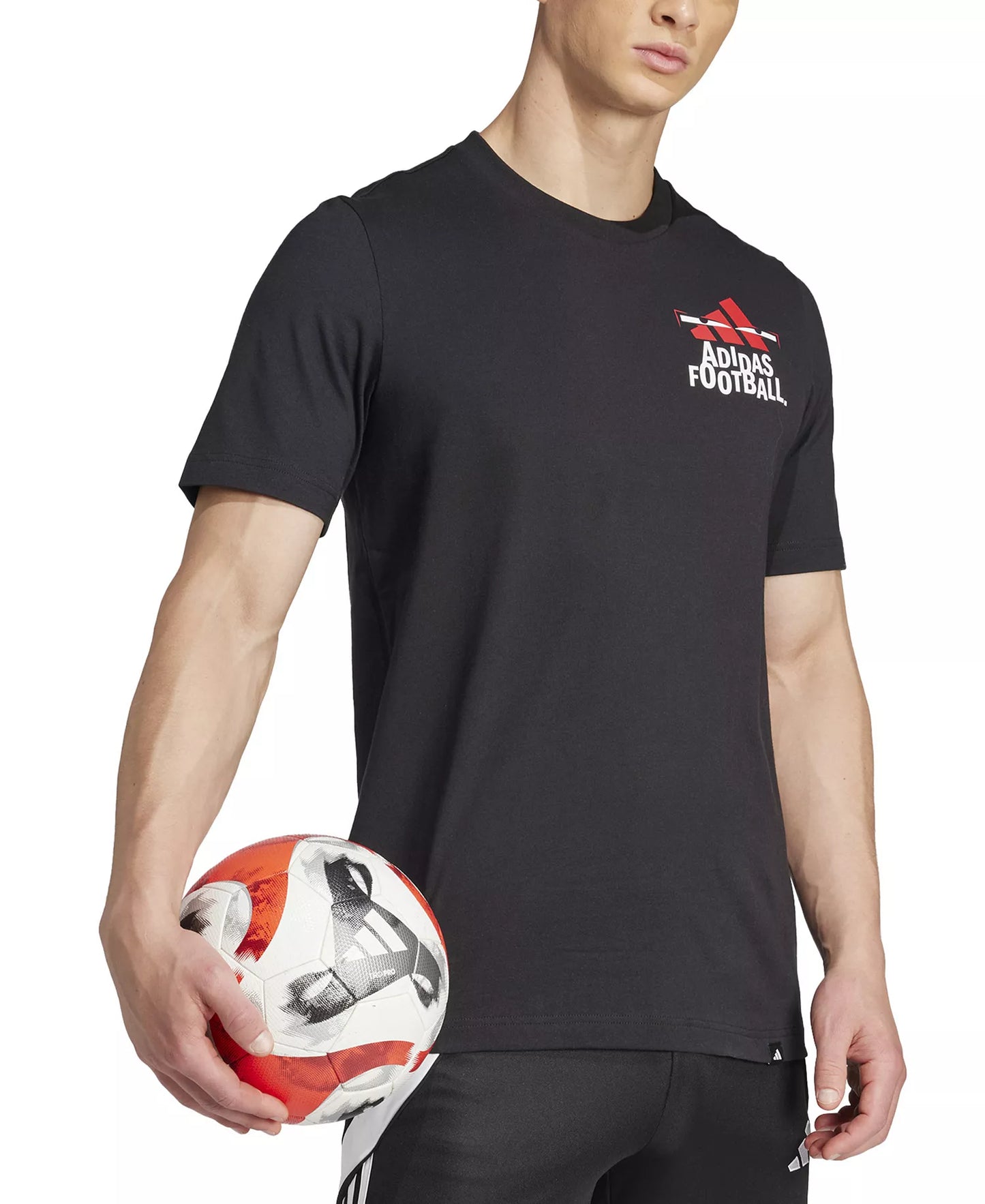 adidas Men's Regular-Fit Football Logo Graphic T-Shirt Black Size XL