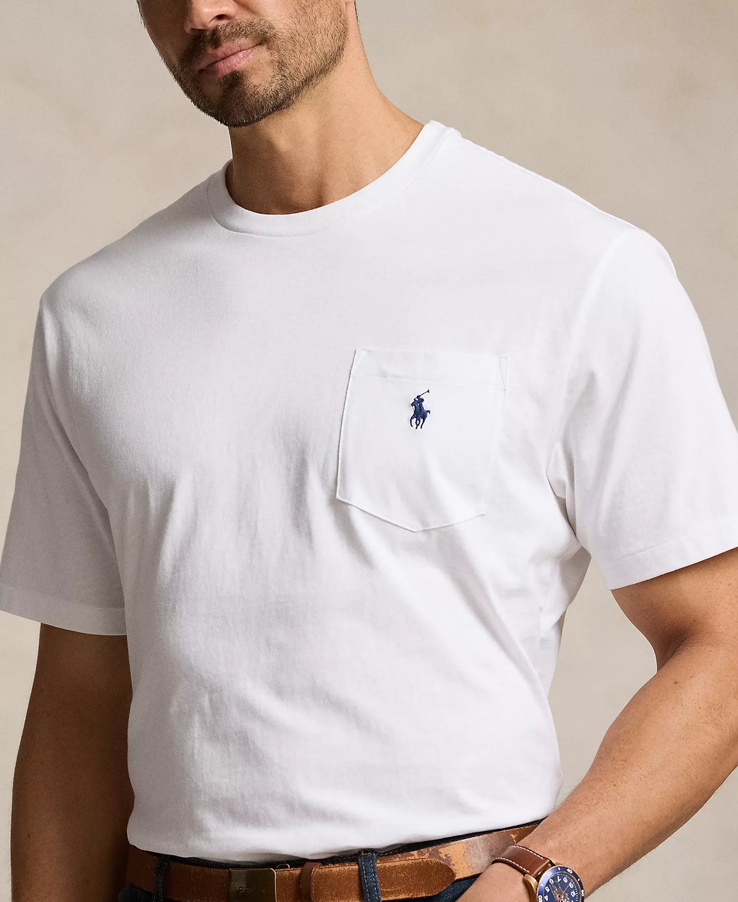 Polo Ralph Lauren Men's Big & Tall Solid Pocket Crew-Neck T-Shirt  White Size 2XB