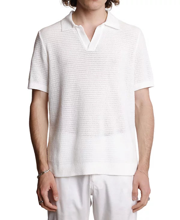 Paisley Gray Men's Slim Fit Short Sleeve Polo Shirt White Size 2XL