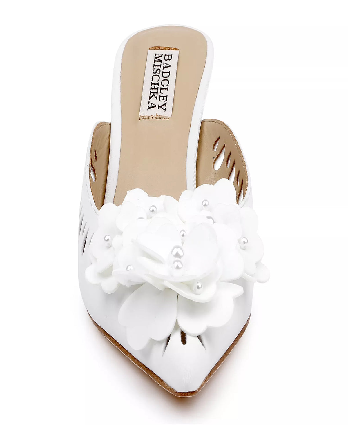 Badgley Mischka Women's Oriana Pointed Toe Stiletto Heel Mules White Size 5.5