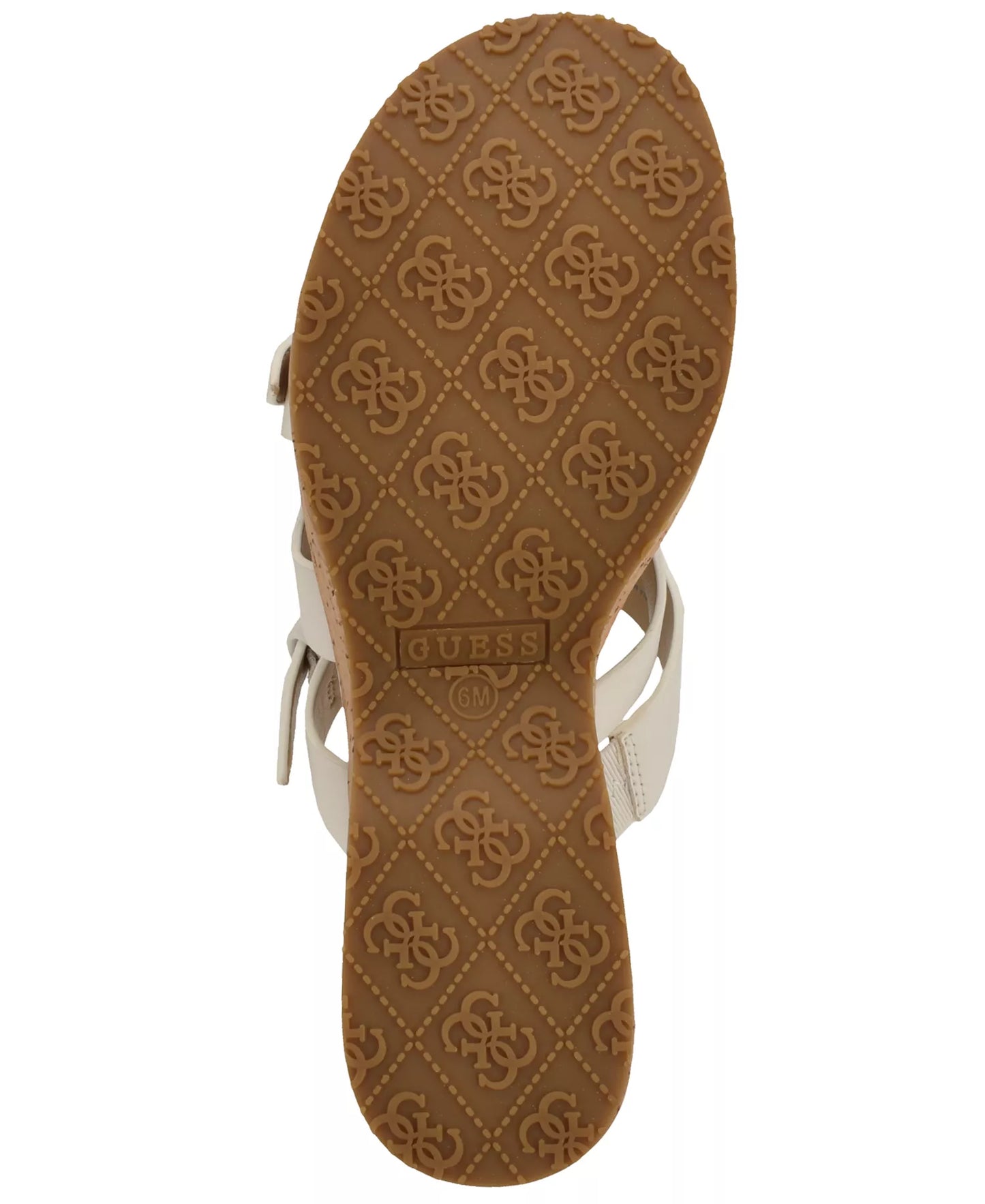 GUESS Women's Nailah Strappy High Platform Wedge Sandals White/Cork Size 8