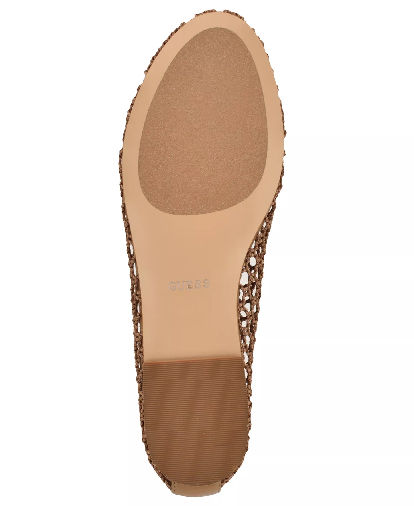 GUESS Women's Aylora Triangle Logo Woven Mesh Ballet Flats Light Brown Size 5.5