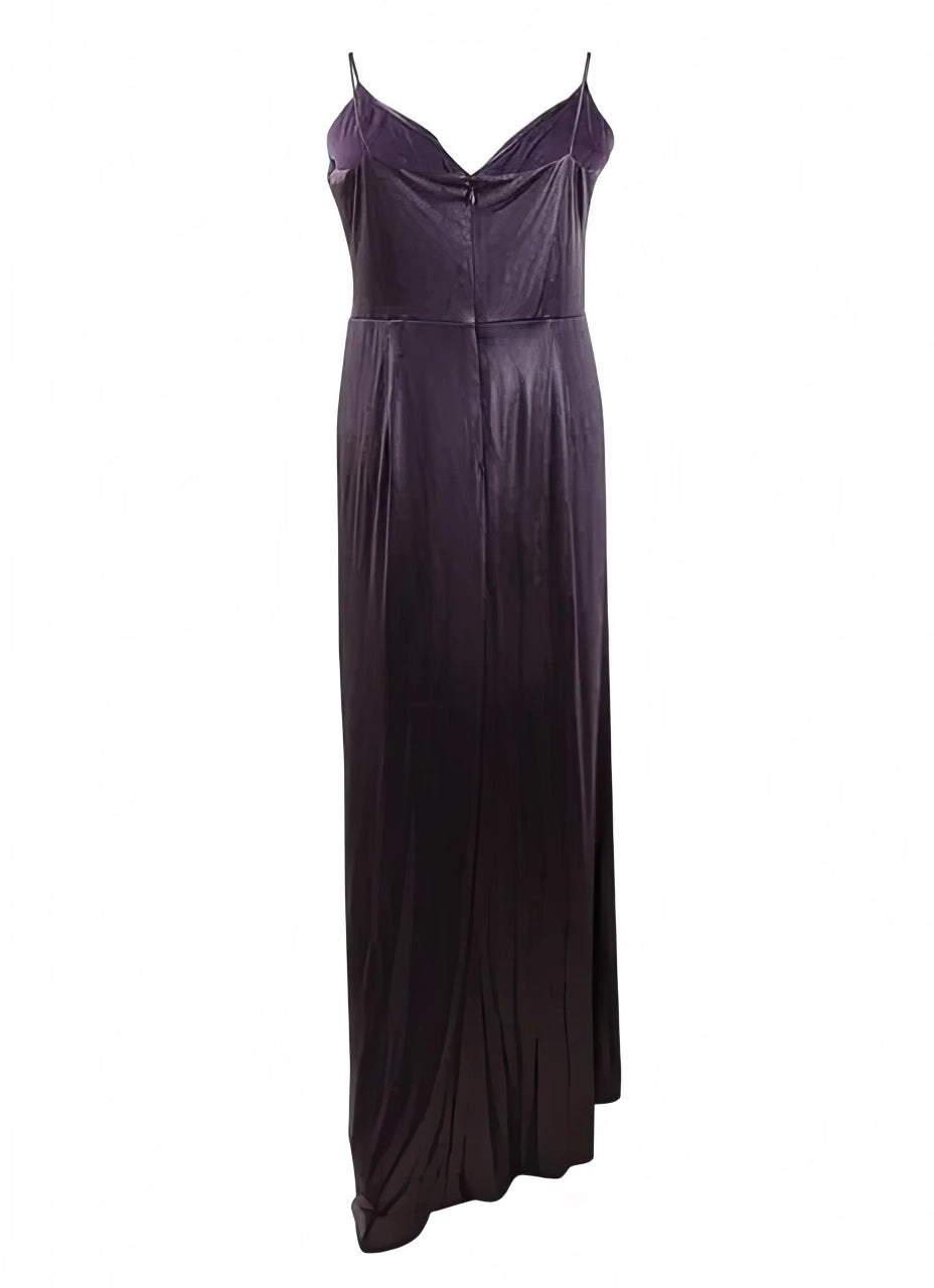 Adrianna Papell Allover Jersey Metallic Heather Knotted Gown Color Aubergine Size 18