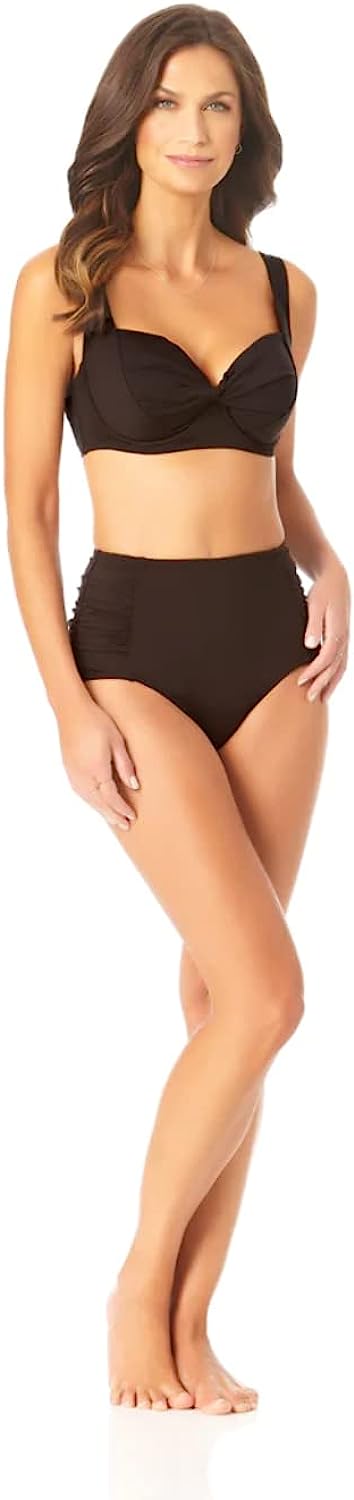 Anne Cole Retro Twist Underwire Bikini Top Color Black Size 34DD/36D