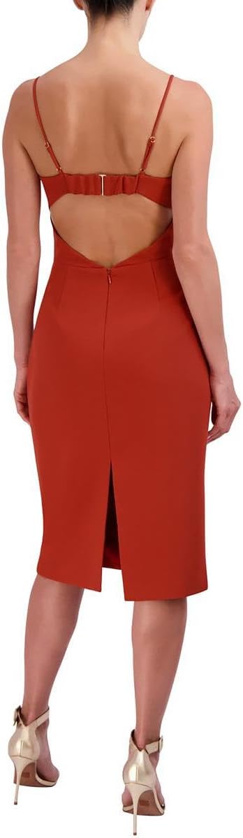 BCBGMaxazria Stretch Double Face Crepe Dress Color Red Ochre Size 4
