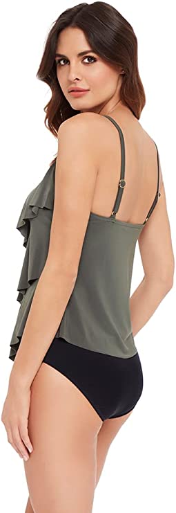 Magicsuit Rita Tiered Slimming Tankini Top Color Military Green Size 8