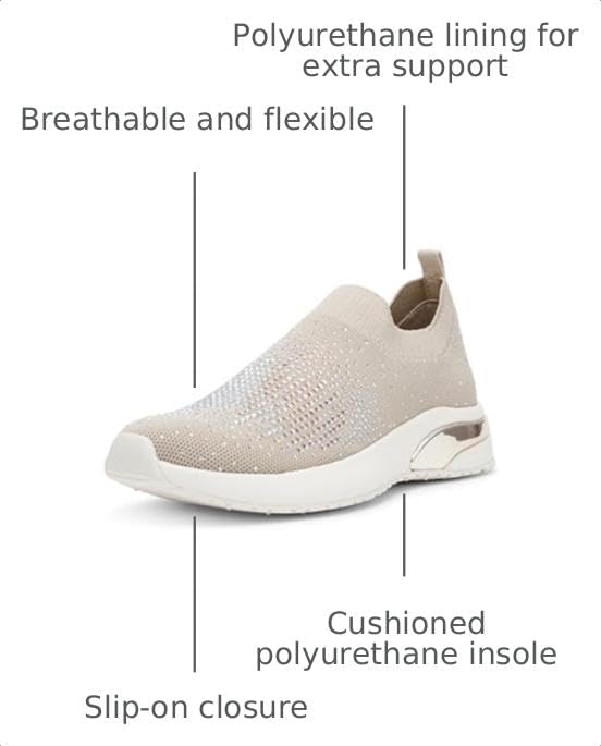 Anne Klein Women's Compete Embellished Slip On Sneakers Bone Crystal Size 6