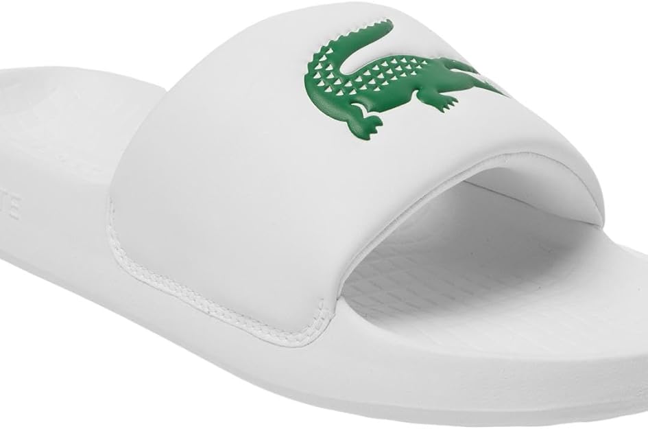 Lacoste Men's Logo Serve Slides 1.0 White/Green Size 9