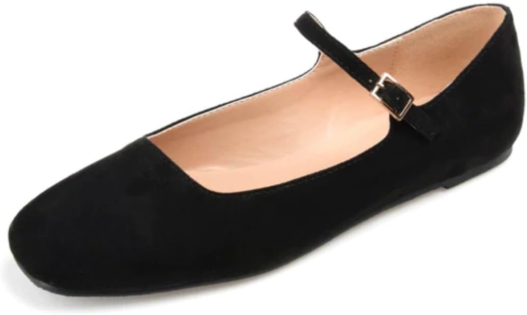 Journee Collection Women's Carrie Vegan Suede Flats Color Black Size 7M