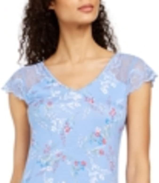Charter Club Women's Printed Lace Flutter Sleeve Nightgown Color Wildflower Size 2XL
