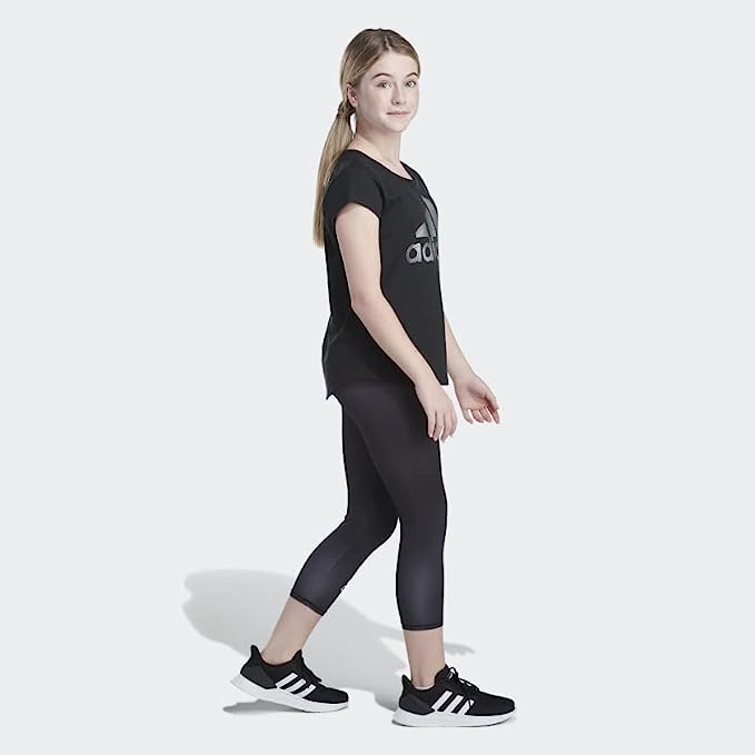 adidas Girls Aeroready Floral Tight Pants Col;or Black Size L (14-16)